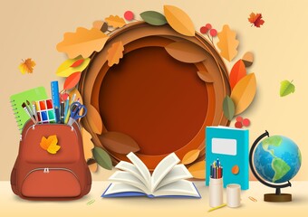 Back to school paper cut vector illustration