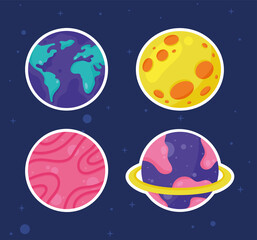 four space outer planets