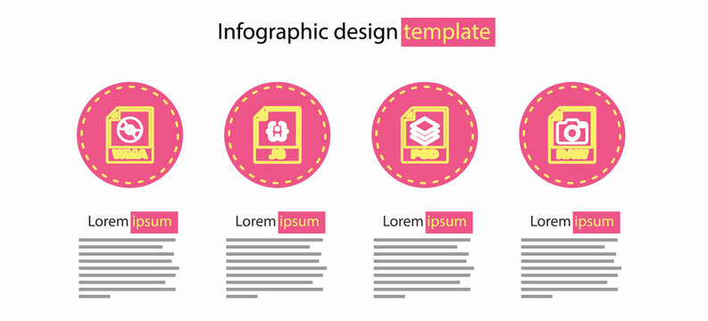 Set line PSD file document, RAW, JS and WMA icon. Vector