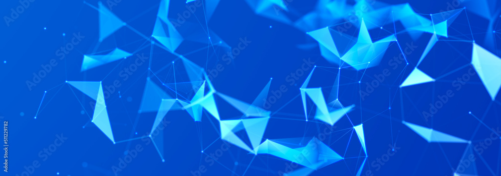 Poster polygonal background with dots and lines. network connection structure. science and technology. 3d
