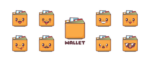 wallet cartoon vector illustration. symbols, emoticons, cartoons