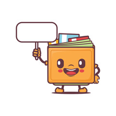vector illustration of a wallet cartoon mascot with a blank board