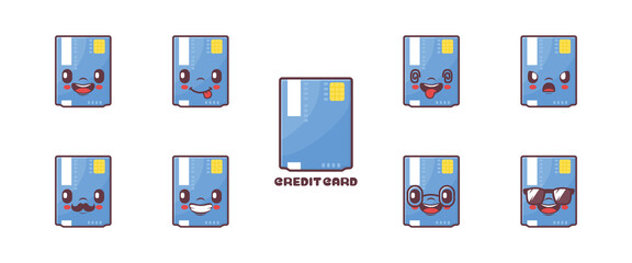 credit card cartoon vector illustration. symbols, emoticons, cartoons