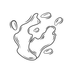 Splashes linear drawing, black lines on a white background.
