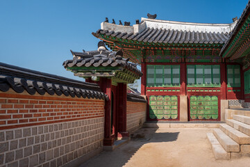 Side view of Cheongyeonru, in Gyeongbokgung Palace, Seoul, South Korea.