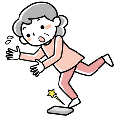 Obraz premium 躓くシニア女性