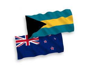 Flags of New Zealand and Commonwealth of The Bahamas on a white background