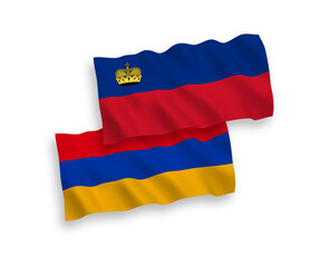 Flags of Liechtenstein and Armenia on a white background