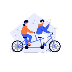 Couple riding bicycle