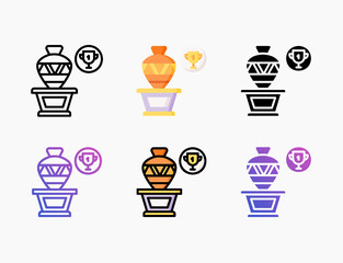 Winner Auction icon set with different styles. Style line, outline, flat, glyph, color, gradient. Editable stroke and pixel perfect. Used for digital product, presentation, print design and more.