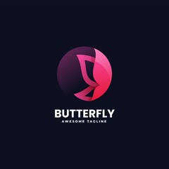 Vector Logo Illustration Butterfly Gradient Colorful Style.