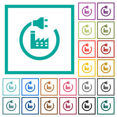 Solar energy flat color icons with quadrant frames