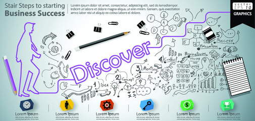 Illustration business.design modern  idea and concept think creativity. for brainstorm,Social network,success,plan,think,search,analyze,communicate, futuristic idea innovation technology.