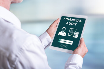 Financial audit concept on a tablet