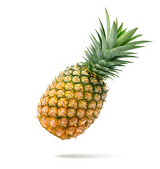 Pineapple levitate isolated on white background. Clipping path. - obrazy, fototapety, plakaty