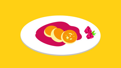 Pancakes with raspberry jam on a plate