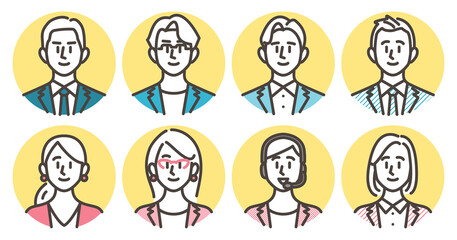 Circular icons set of male and female businesspersons [Vector illustration]