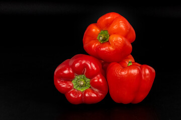 Red bright capsicum isolated in plain background, easily editable, macro detailing, studio lighting, ample copy space
