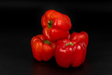 Red bright capsicum isolated in plain background, easily editable, macro detailing, studio lighting, ample copy space