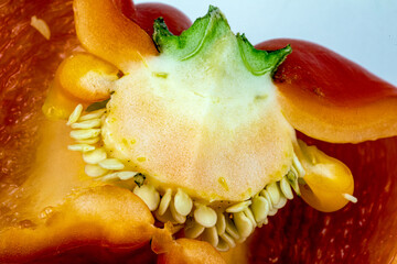 Red bright capsicum isolated in plain background, easily editable, macro detailing, studio lighting, ample copy space