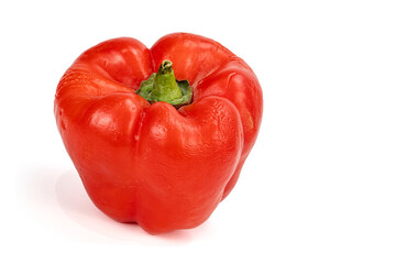 Red bright capsicum isolated in plain background, easily editable, macro detailing, studio lighting, ample copy space