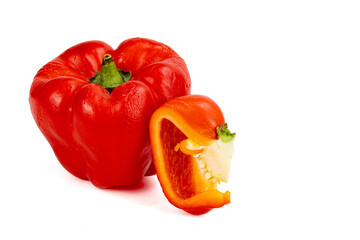 Red bright capsicum isolated in plain background, easily editable, macro detailing, studio lighting, ample copy space