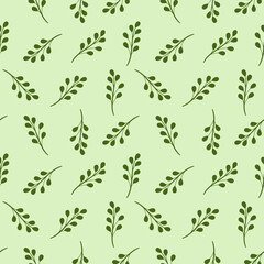 Green leaf patter, seamless vector background