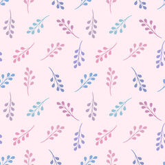 Cute pastel leaf vector repeat pattern,