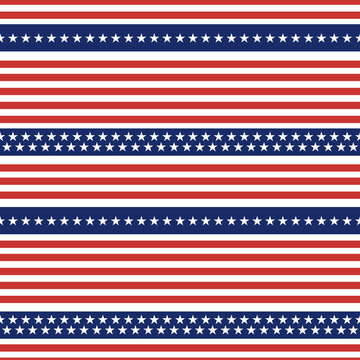 Seamless pattern of american independence day background with united states flag in horizontal style.