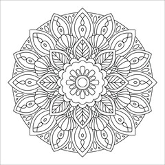 Vector hand drawn doodle mandala. Coloring anti stress page for coloring book. Outline.