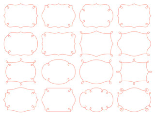 Fototapeta premium ピンク色の洋風の線の飾りフレームセット