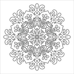 Vector hand drawn doodle mandala. Coloring anti stress page for coloring book. Outline.