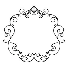 Laser cut photo frame with ornamental swirl for decoration design. Ornamental pattern cutout design, template for cutting.