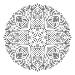 Vector hand drawn doodle mandala. Coloring anti stress page for coloring book. Outline.
