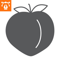 Peach solid icon, glyph style icon for web site or mobile app, food and fruit, nectarine vector icon, simple vector illustration, vector graphics with editable strokes.