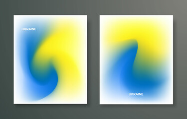 Set of Ukraine Blurred Gradient Card Smooth Design Vector for Event, Banner, and Poster Background