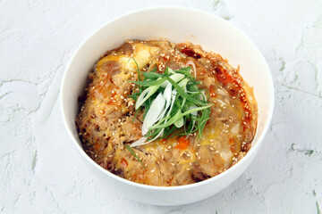 Freshly cooked Japanese food called Oyakodon
