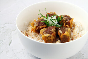 Freshly cooked Japanese food called Japanese Siomai with rice