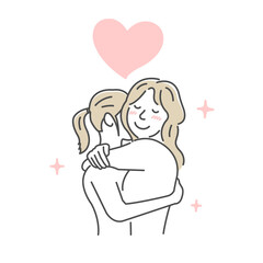 Vector illustration of Embracing lesbian couple  (LGBTQ)