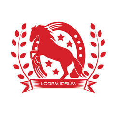 Obraz premium Horse stable logo template in red color. horse badge and emblem