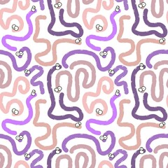Cartoon seamless worms pattern for kids and gifts and wrapping paper and clothes and fabrics and notebooks