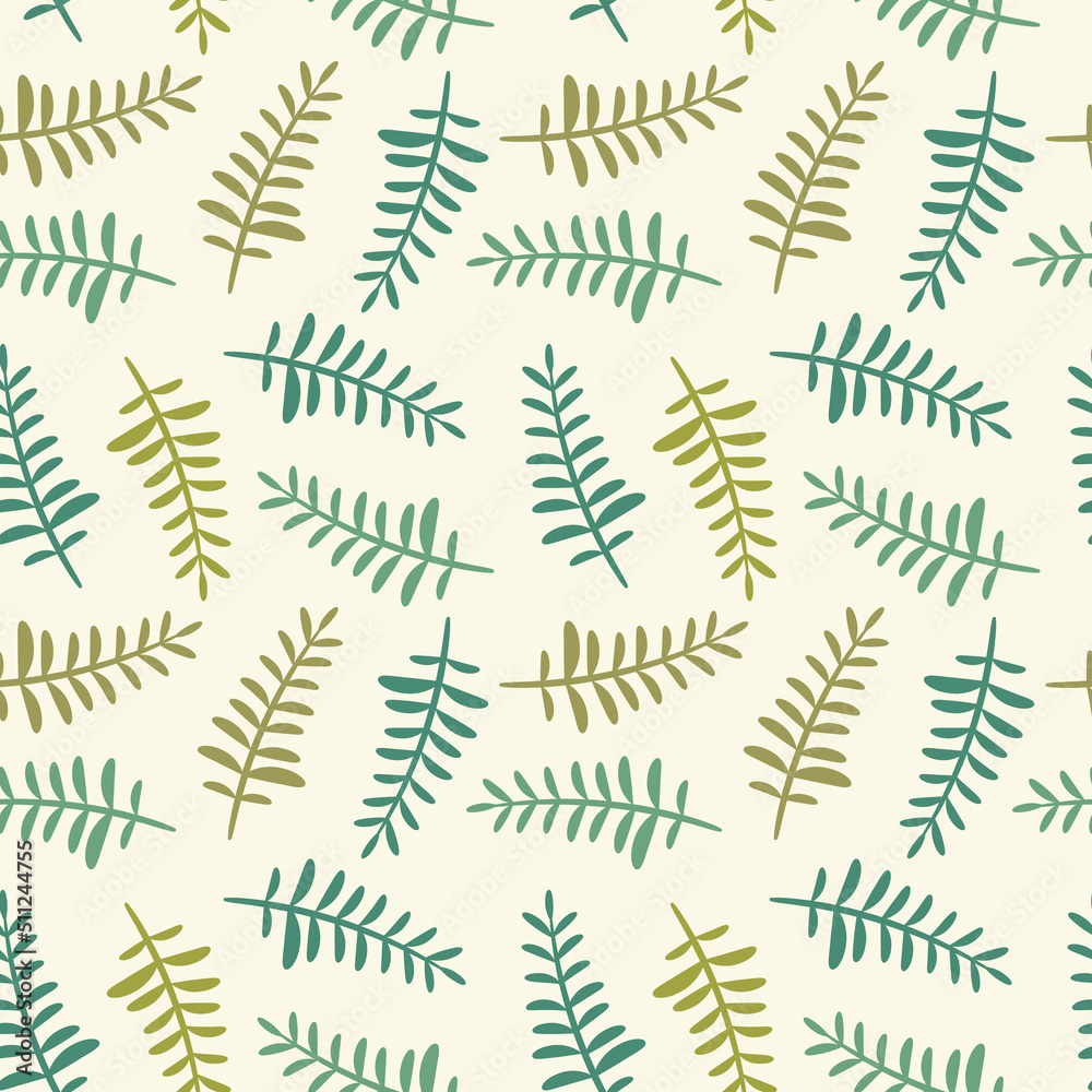 Poster fern leaves seamless vector pattern