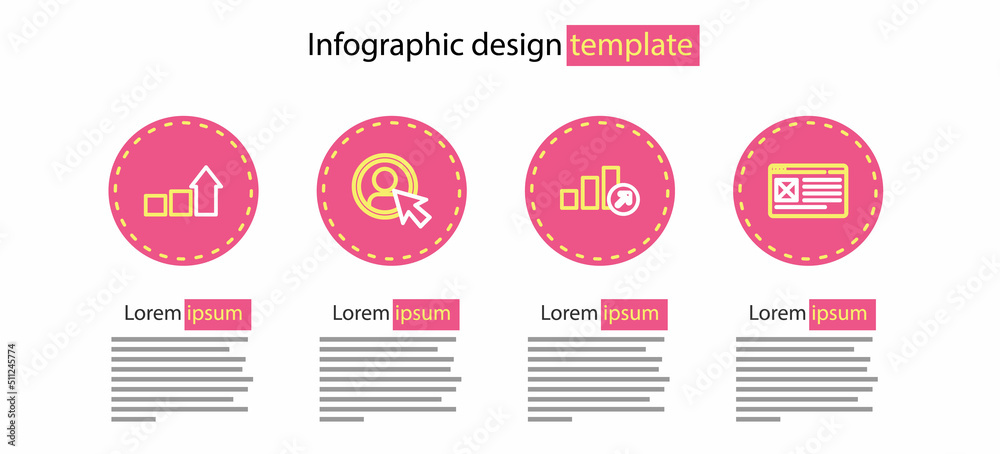 Poster Set line Financial growth, Browser window, Create account screen and icon. Vector