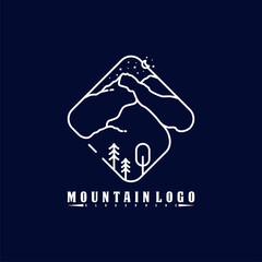 Mountain logo icon line vector illustration. Mountain logo landscape in trendi linear style