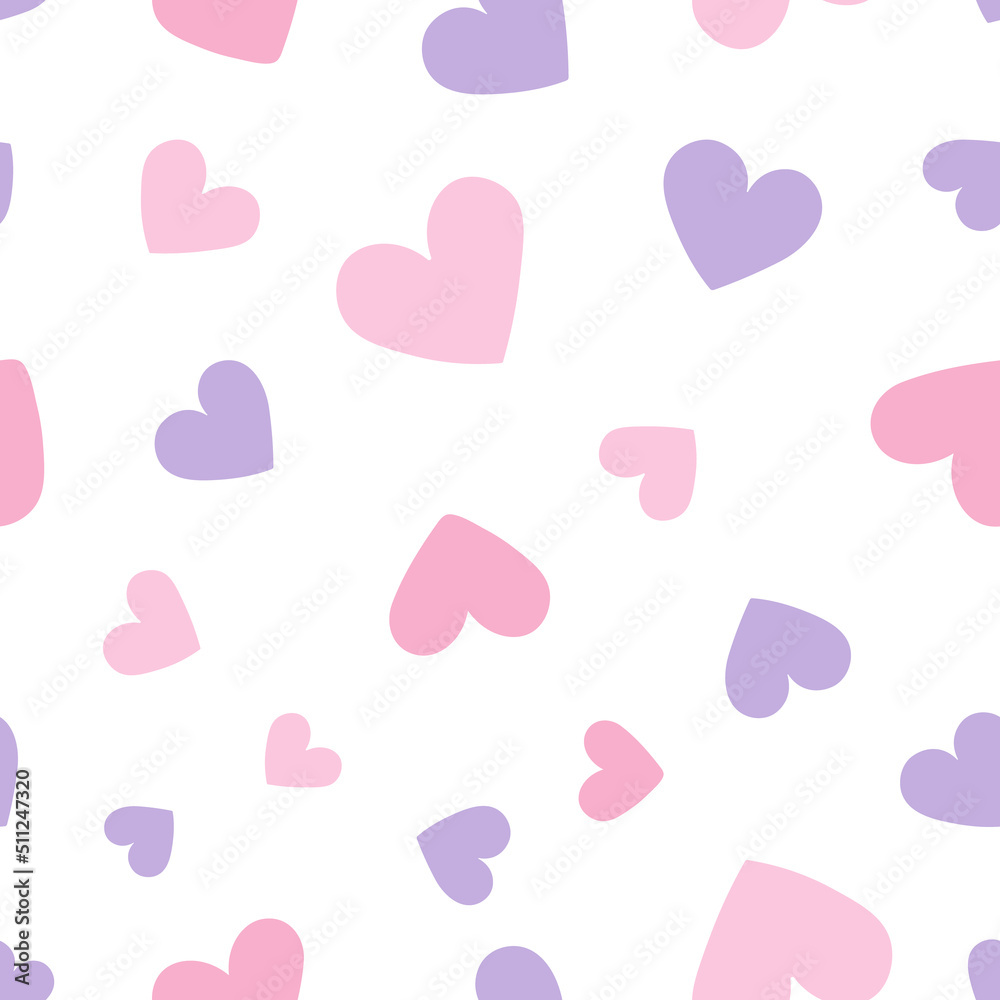 Poster Seamless repeat pattern with colorful hearts