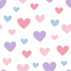 Cute colorful vector pattern with hearts