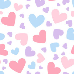 Colorful pastel hearts seamless vector pattern