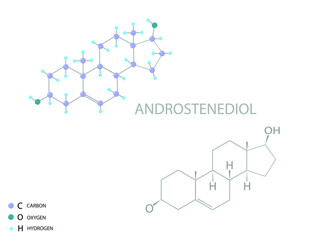 Androstenediol molecular skeletal 3D chemical formula.	
