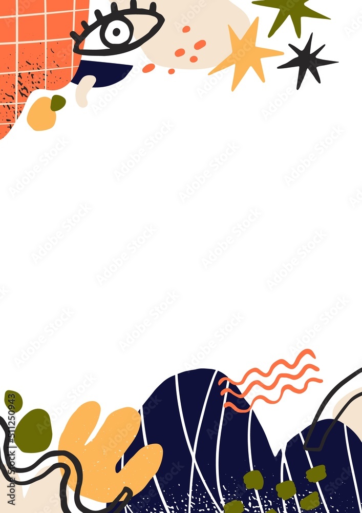 Aufkleber abstract card design with random doodle shapes, trendy elements. modern vertical banner background w