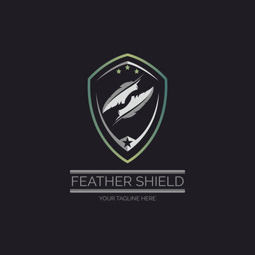 feather shield secure logo template design for brand or company and other